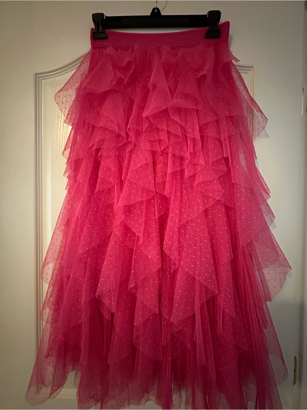 Anthropologie Chéri Ruffled Tulle Midi Skirt in raspberry pink - Size SXP - Picture 8 of 8